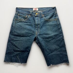Vintage Levis 501 Shorts Mens 32 Blue Denim Jorts Distressed Y2K Faded Grunge